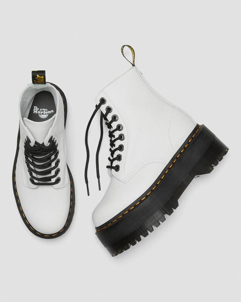 Dr Martens 1460 Pascal Max Læder Platform Støvler Dame Hvide | DK 231HAP